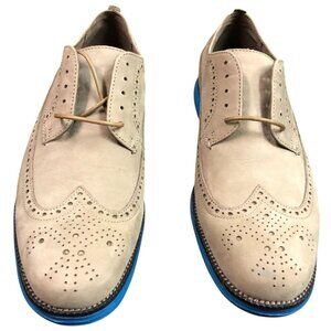 Cole Haan Mens Wingtip Oxfords Shoes 9.5M Beige Suede Lace Up Workwear Classic
